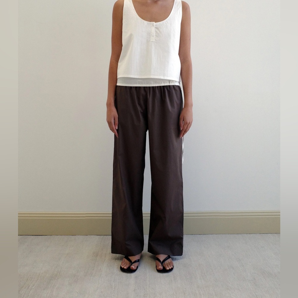 Chocolate Brown Ease Pants With Elastic Waist